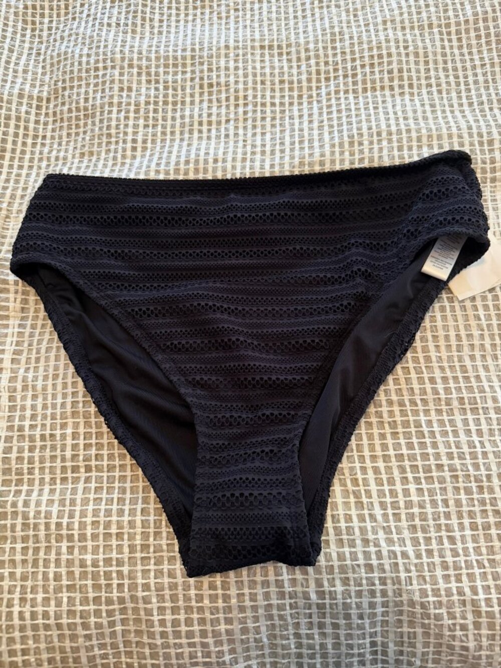 Coco Reef High Esteem High Leg High Waist Bikini Bottom Black Crochet, NWOT